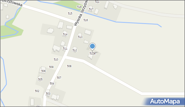 Wysoka Strzyżowska, Wysoka Strzyżowska, 512a, mapa Wysoka Strzyżowska