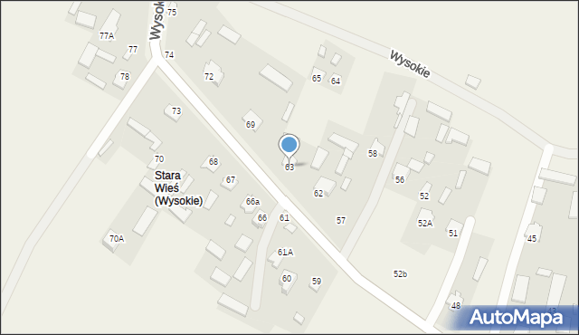 Wysokie, Wysokie, 63, mapa Wysokie