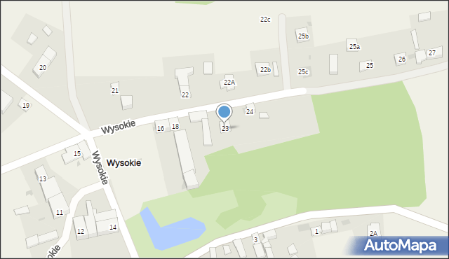 Wysokie, Wysokie, 23a, mapa Wysokie