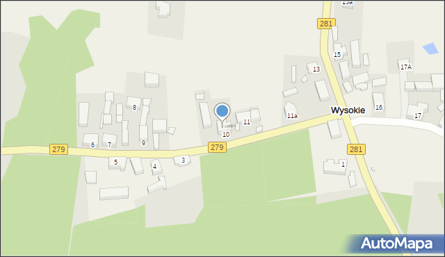 Wysokie, Wysokie, 10a, mapa Wysokie