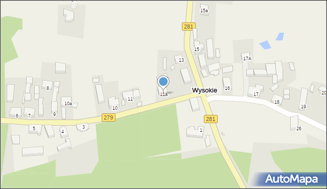 Wysokie, Wysokie, 11a, mapa Wysokie