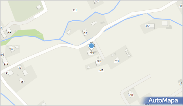 Wysowa-Zdrój, Wysowa-Zdrój, 279, mapa Wysowa-Zdrój