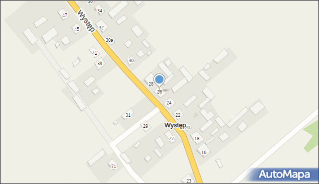 Występ, Występ, 26, mapa Występ