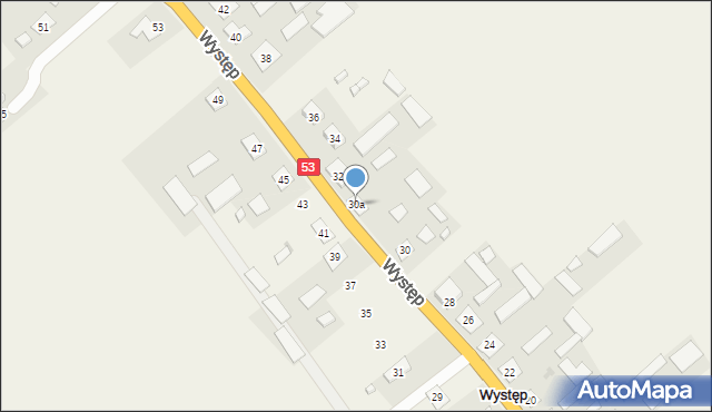 Występ, Występ, 30a, mapa Występ