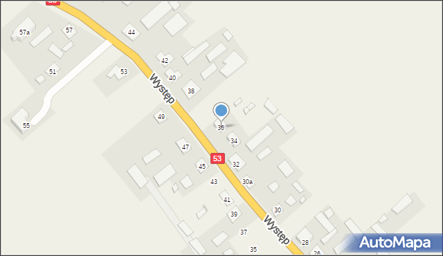 Występ, Występ, 36, mapa Występ
