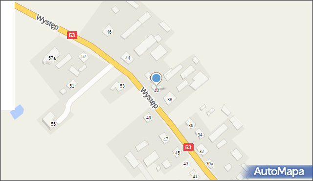 Występ, Występ, 40, mapa Występ