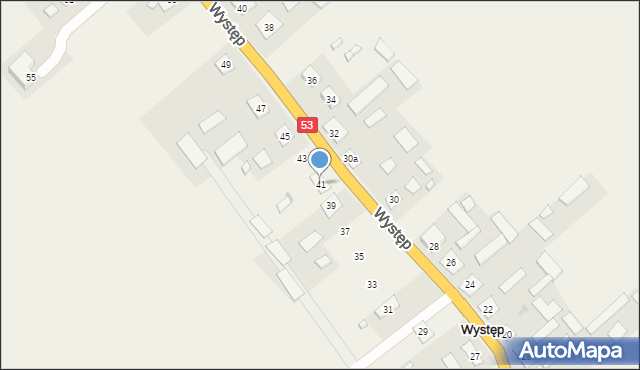 Występ, Występ, 41, mapa Występ