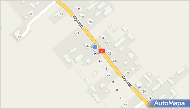 Występ, Występ, 45, mapa Występ