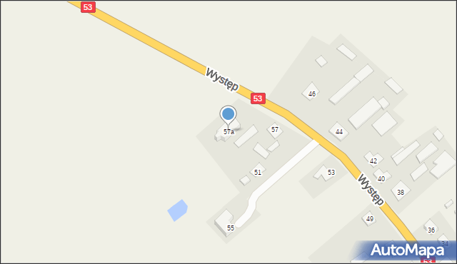 Występ, Występ, 57a, mapa Występ