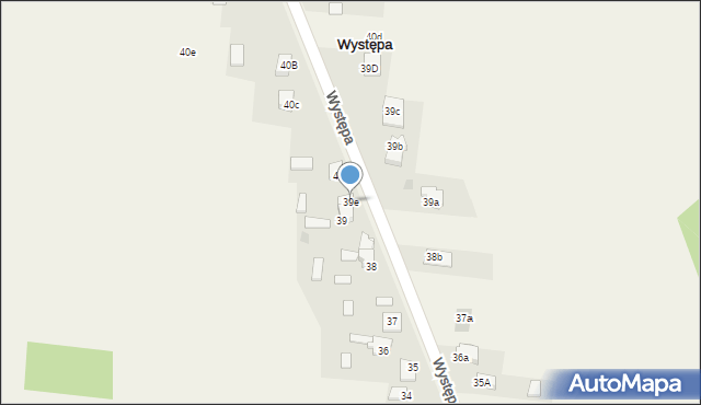 Występa, Występa, 39e, mapa Występa