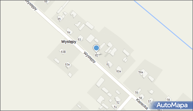 Występy, Występy, 62, mapa Występy