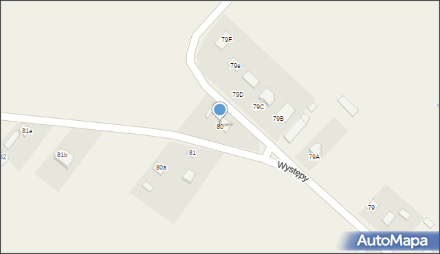 Występy, Występy, 80, mapa Występy