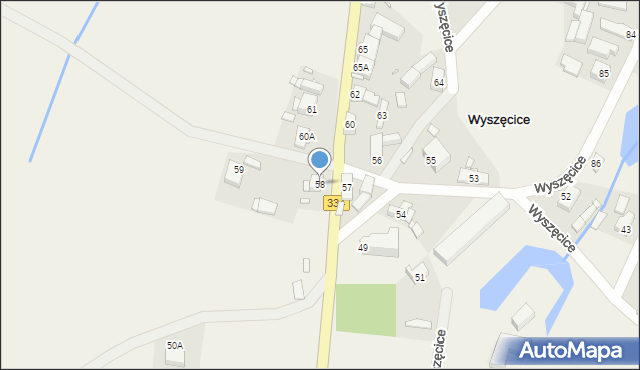 Wyszęcice, Wyszęcice, 58, mapa Wyszęcice