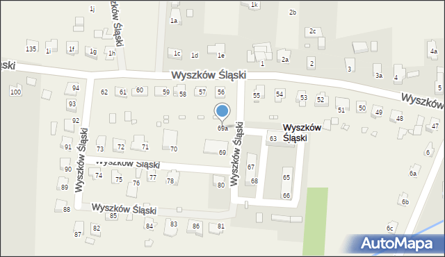 Wyszków Śląski, Wyszków Śląski, 69a, mapa Wyszków Śląski