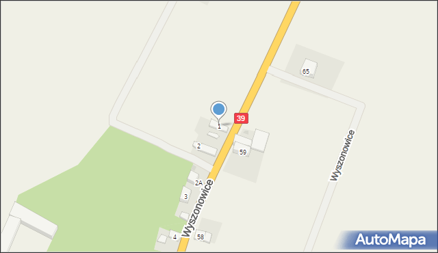 Wyszonowice, Wyszonowice, 1, mapa Wyszonowice