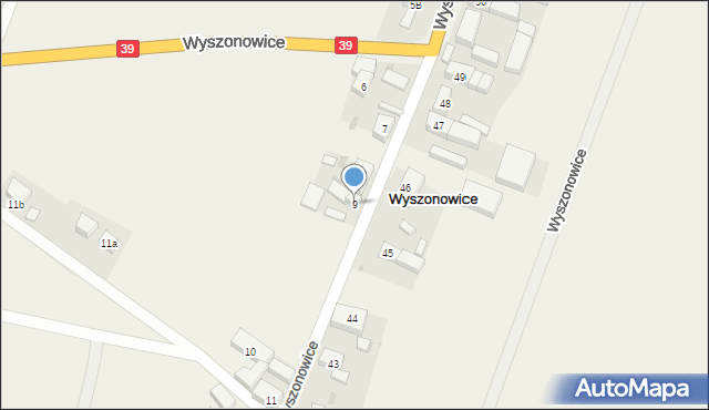 Wyszonowice, Wyszonowice, 9, mapa Wyszonowice