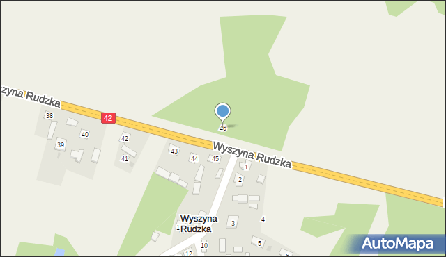 Wyszyna Rudzka, Wyszyna Rudzka, 46, mapa Wyszyna Rudzka