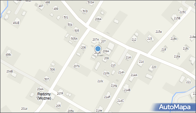 Wyżne, Wyżne, 208, mapa Wyżne