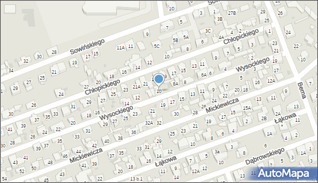 Ząbki, Wysockiego Piotra, 10, mapa Ząbki