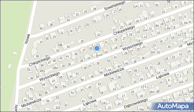 Ząbki, Wysockiego Piotra, 22, mapa Ząbki