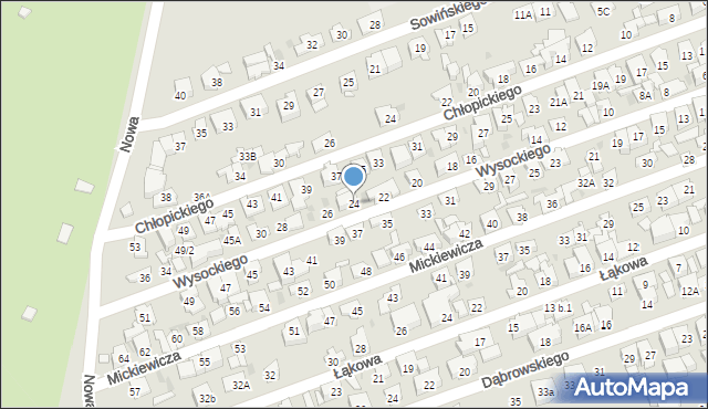 Ząbki, Wysockiego Piotra, 24, mapa Ząbki