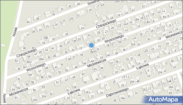 Ząbki, Wysockiego Piotra, 33, mapa Ząbki