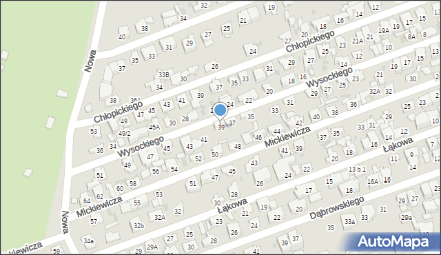 Ząbki, Wysockiego Piotra, 39, mapa Ząbki