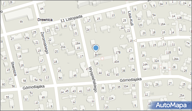 Ząbki, Wyspiańskiego Stanisława, 20, mapa Ząbki