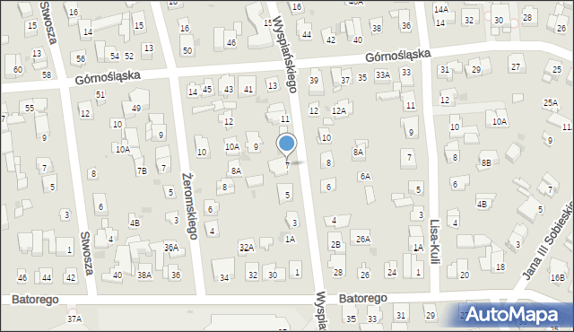 Ząbki, Wyspiańskiego Stanisława, 7, mapa Ząbki