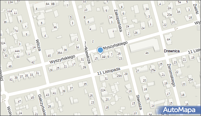 Ząbki, Wyszyńskiego Stefana, ks. kard., 13, mapa Ząbki