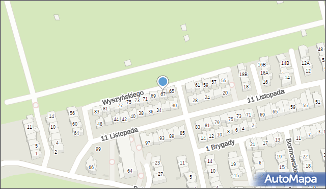 Ząbki, Wyszyńskiego Stefana, ks. kard., 67, mapa Ząbki