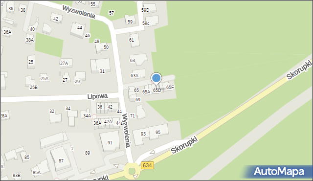 Ząbki, Wyzwolenia, 65D, mapa Ząbki