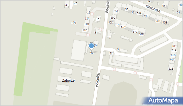 Zabrze, Wyciska Jerzego, 6a, mapa Zabrza