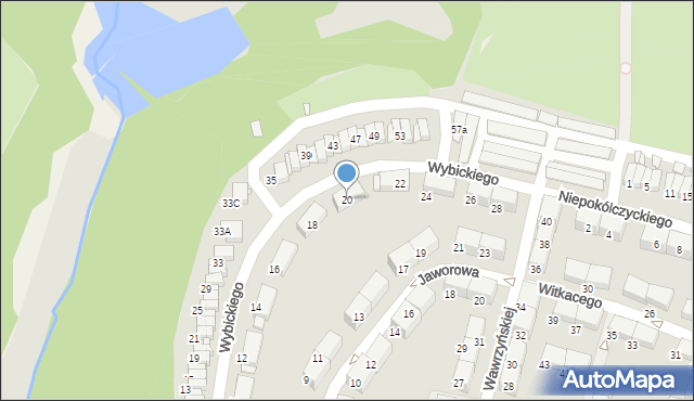 Zabrze, Wybickiego Józefa, gen., 20, mapa Zabrza