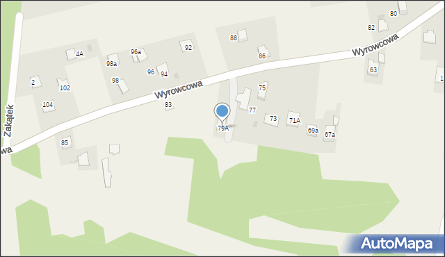 Zagórze, Wyrowcowa, 79A, mapa Zagórze