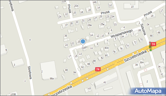 Zamość, Wyspiańskiego Stanisława, 11A, mapa Zamościa
