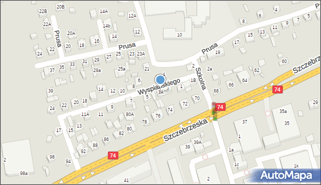 Zamość, Wyspiańskiego Stanisława, 3A, mapa Zamościa