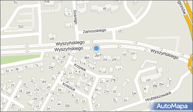 Zamość, Wyszyńskiego Stefana, ks. prym. kard., 100, mapa Zamościa