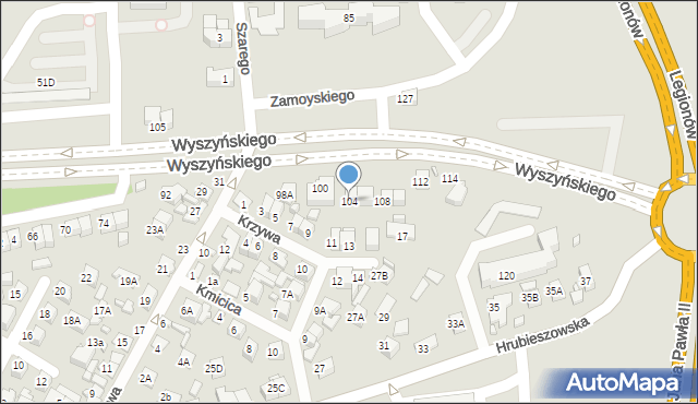 Zamość, Wyszyńskiego Stefana, ks. prym. kard., 104, mapa Zamościa