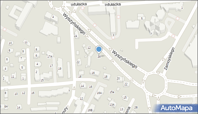 Zamość, Wyszyńskiego Stefana, ks. prym. kard., 14, mapa Zamościa