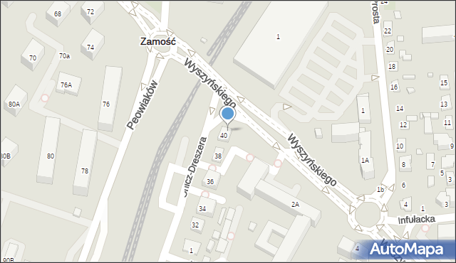 Zamość, Wyszyńskiego Stefana, ks. prym. kard., 2, mapa Zamościa