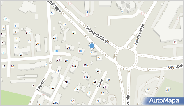 Zamość, Wyszyńskiego Stefana, ks. prym. kard., 20, mapa Zamościa