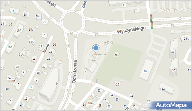 Zamość, Wyszyńskiego Stefana, ks. prym. kard., 24, mapa Zamościa