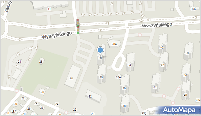 Zamość, Wyszyńskiego Stefana, ks. prym. kard., 28, mapa Zamościa