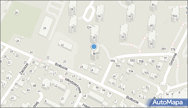 Zamość, Wyszyńskiego Stefana, ks. prym. kard., 38, mapa Zamościa