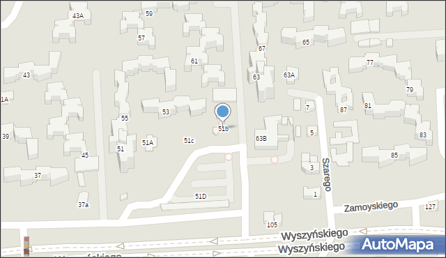 Zamość, Wyszyńskiego Stefana, ks. prym. kard., 51b, mapa Zamościa