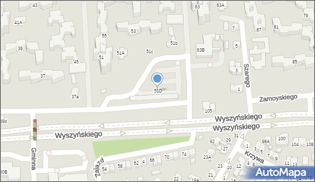 Zamość, Wyszyńskiego Stefana, ks. prym. kard., 51D, mapa Zamościa