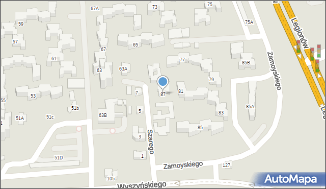 Zamość, Wyszyńskiego Stefana, ks. prym. kard., 87, mapa Zamościa