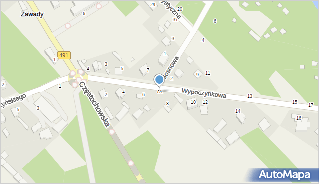 Zawady, Wypoczynkowa, 8A, mapa Zawady