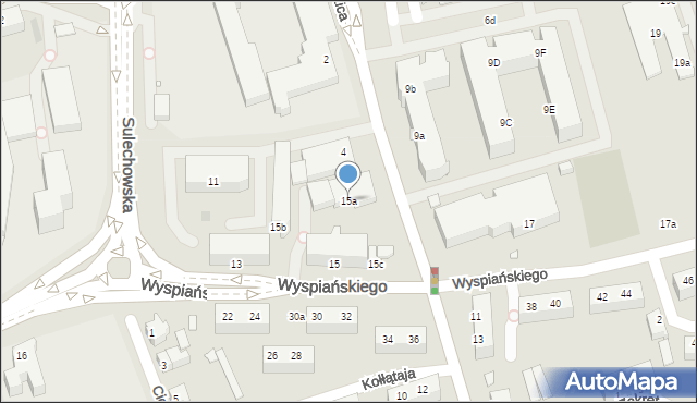 Zielona Góra, Wyspiańskiego Stanisława, 15a, mapa Zielona Góra